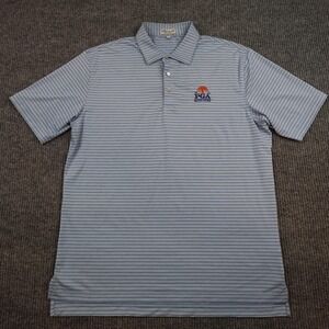 Peter Millar Summer Comfort Shirt Mens Large Blue PGA Ocean Course 2021 Golf